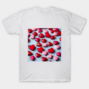 celebrating Valentines day, random floating love hearts T-Shirt